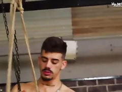 Young Italian gets his hole drilled without mercy whilst restrained and suspended!