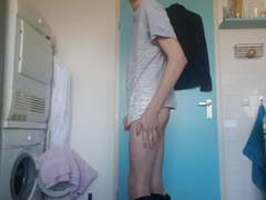 Teen stripping off and wanking