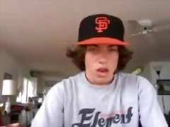 Long Haired Boy Jerks His Plump Cock