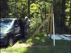 Hot quickie gay sex break from the non-stop grind