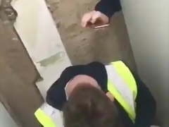 British Builders film lad wanking in the construction site