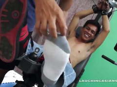 Asian Boy Argie Tickled On The Gym