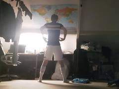 Twink shaking his ass in football kit