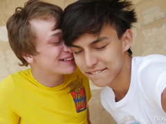 Foursome teenboys fucking bare in nature